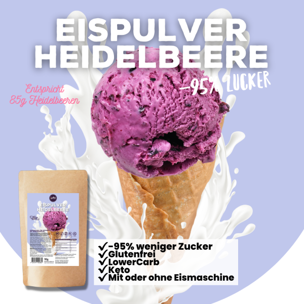 Eispulver Heidelbeere von Soulfood LowCarberia 90g - 400g Eiscreme